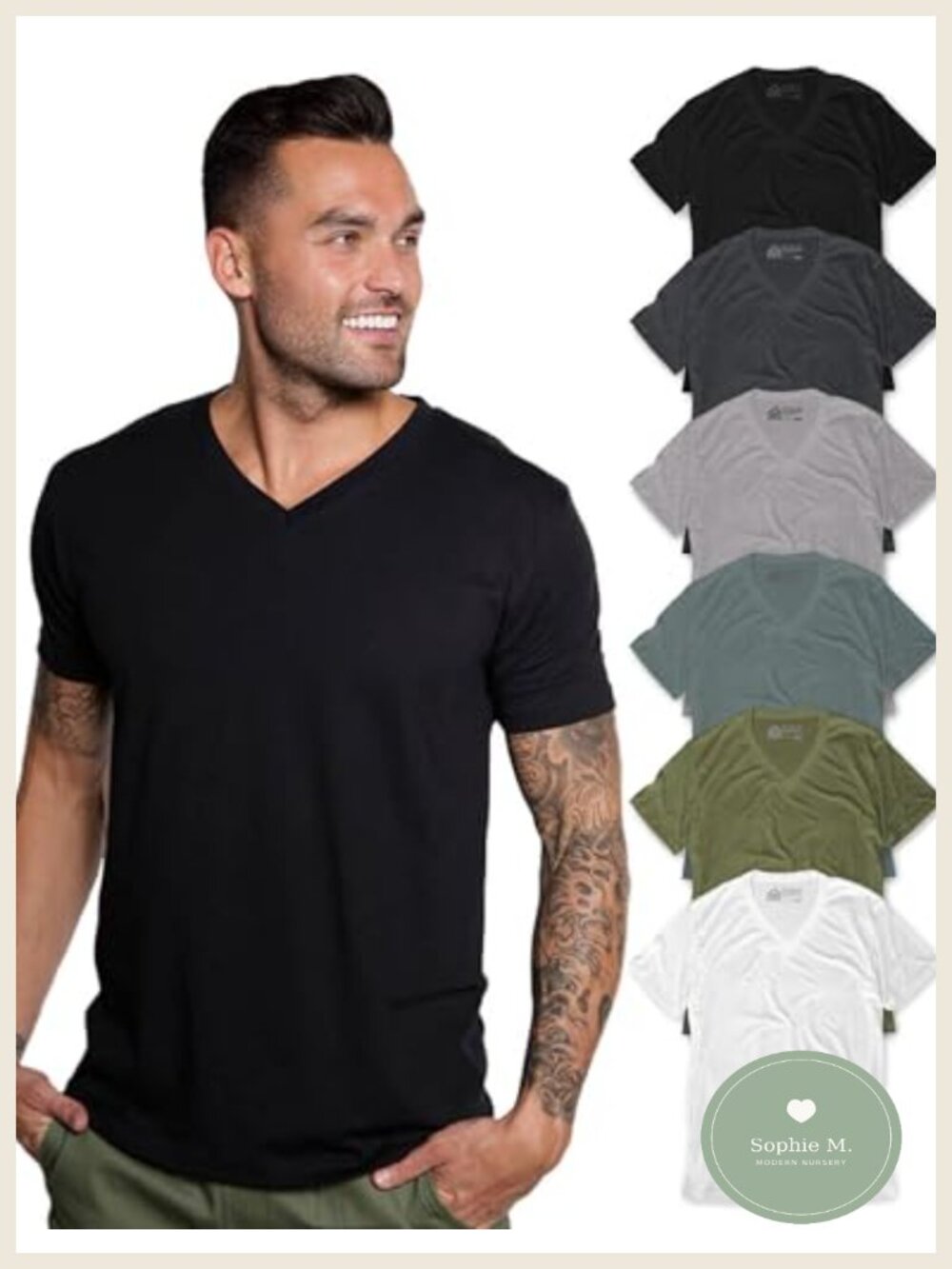 Fitted V-Neck T-Shirt for Men Soft Cotton Blend
